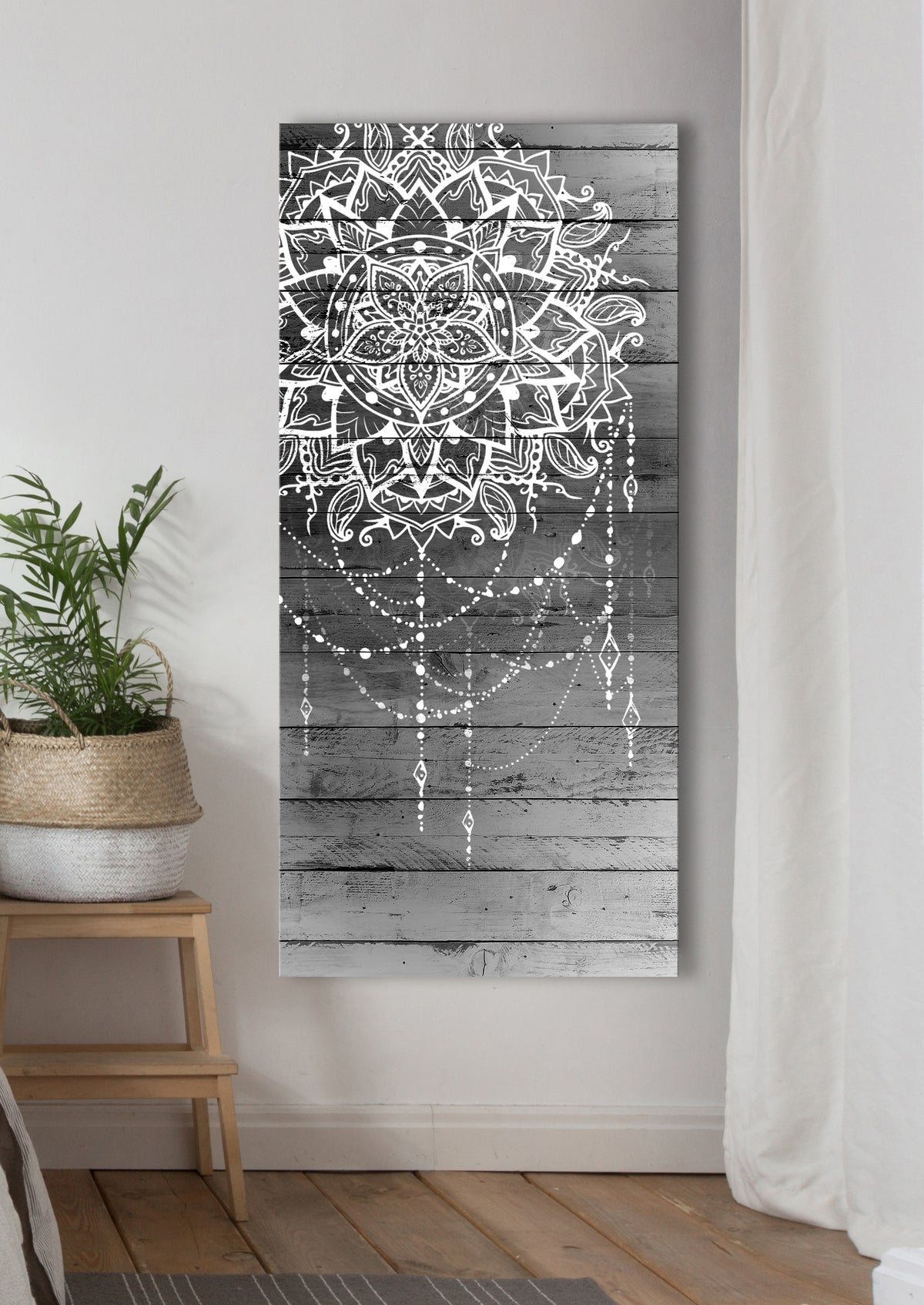 Home Wall Art: Boho Mandala Art (Wood Frame Ready To Hang) - Sense for Decor