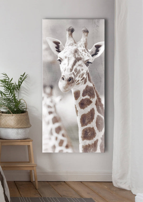 Animal Wall Art: Giraffe Face (Wood Frame Ready To Hang) - Sense for Decor