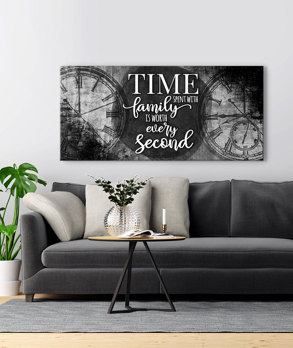 Family Wall Art: Time Spent With Family V2 (Wood Frame Ready To Hang)