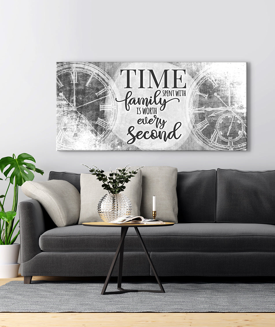 Family Wall Art: Time Spent With Family V2 (Wood Frame Ready To Hang)