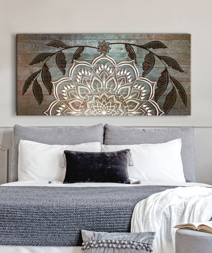 Home Wall Art: Boho Mandala Art V2 (Wood Frame Ready To Hang)