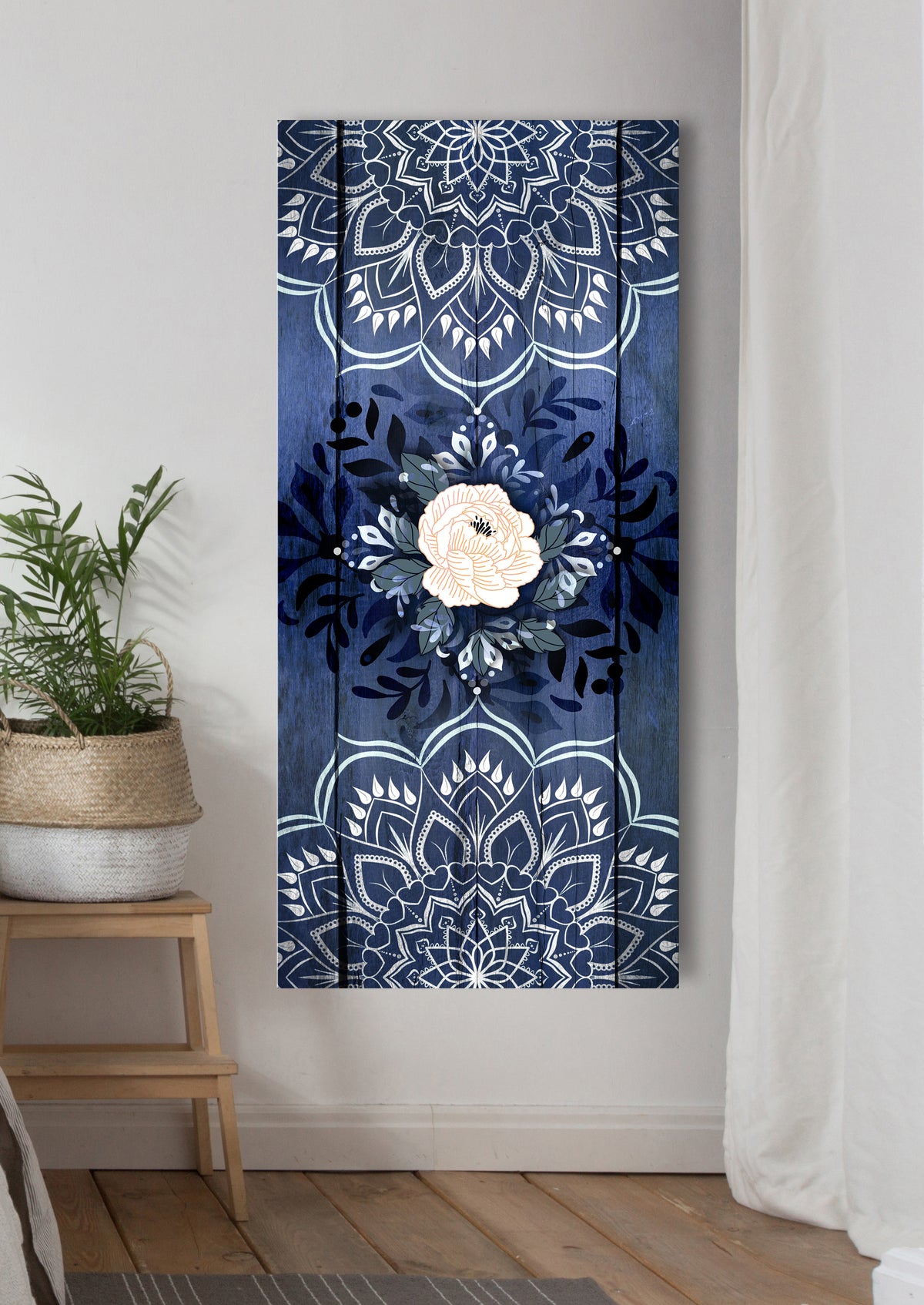 Large Boho Light Blue Mandala Tapestry - King Size