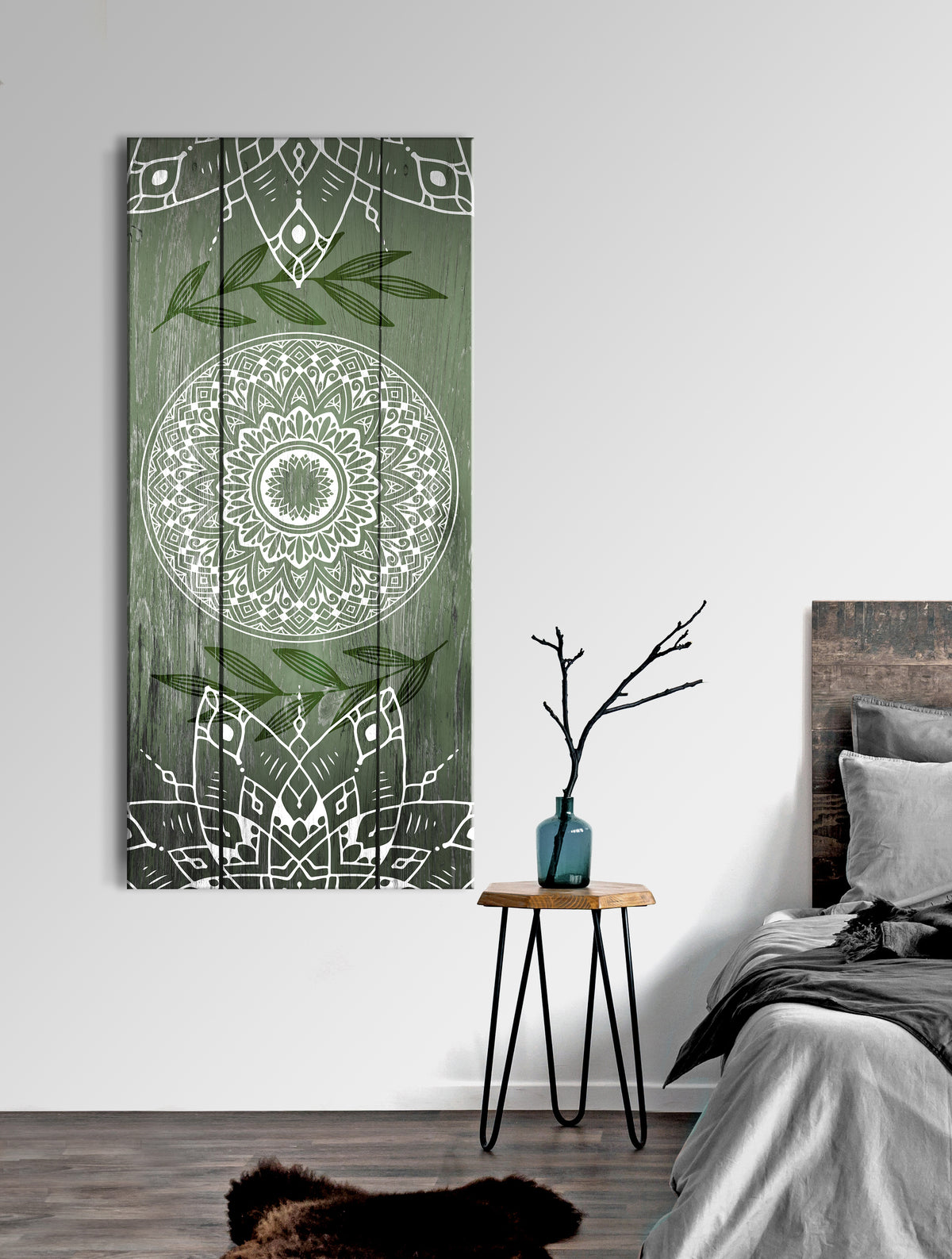 Home Wall Art Boho Circle Mandala Wood Frame Ready To Hang