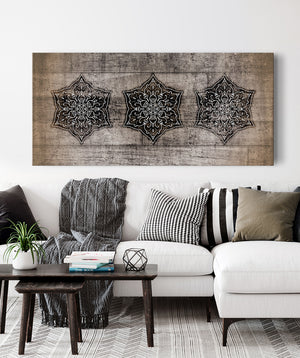 Home Wall Art: Boho Mandala Art (Wood Frame Ready To Hang) - Sense for Decor