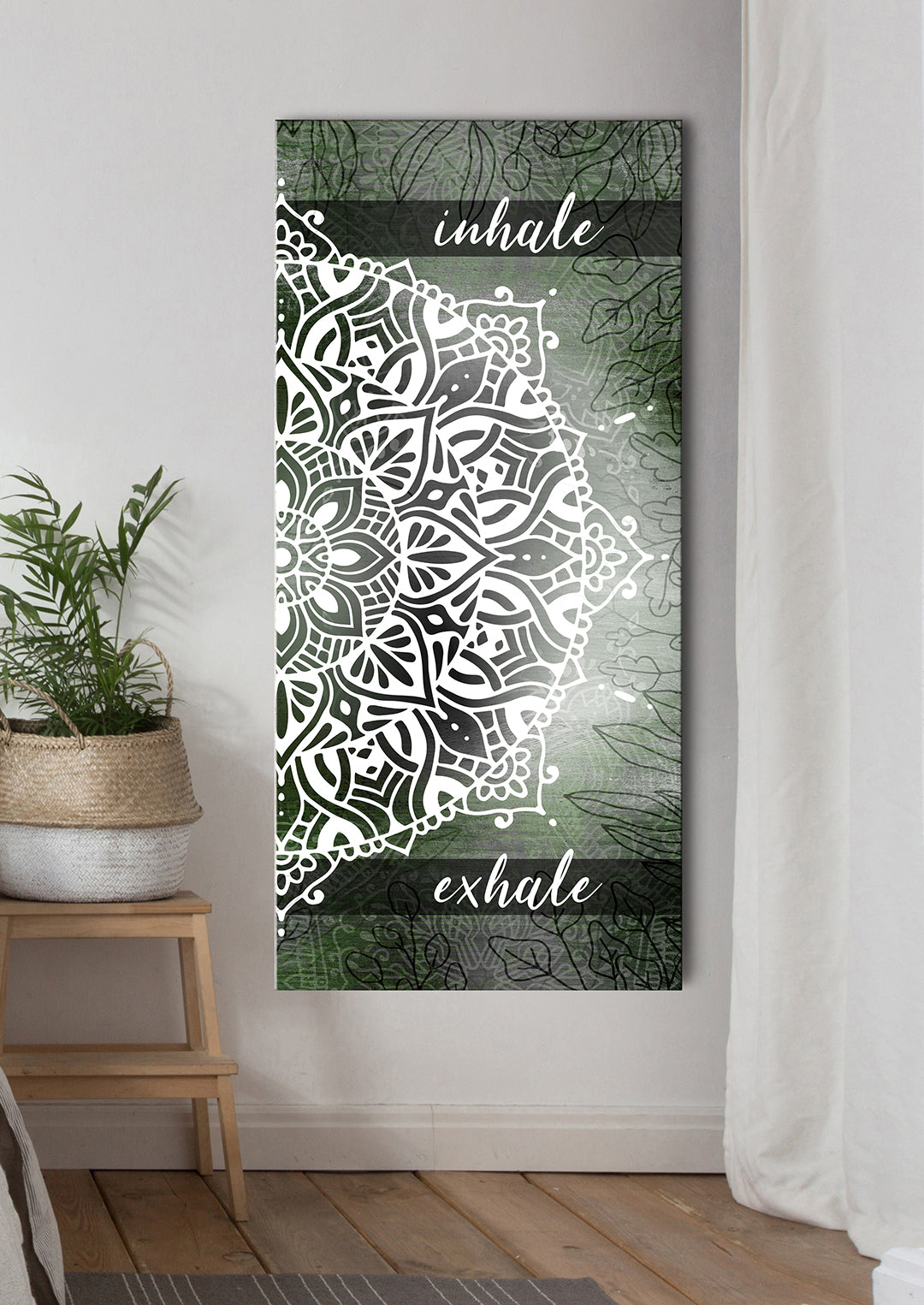 Home Wall Art: Boho Inhale Decor for Sense Hang) (Wood Frame To V3 Ready - Exhale