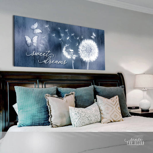 Bedroom Wall Art: Sweet Dreams Dandelion (Wood Frame Ready To Hang)