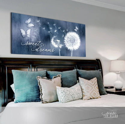 Bedroom Wall Art: Sweet Dreams Dandelion (Wood Frame Ready To Hang)