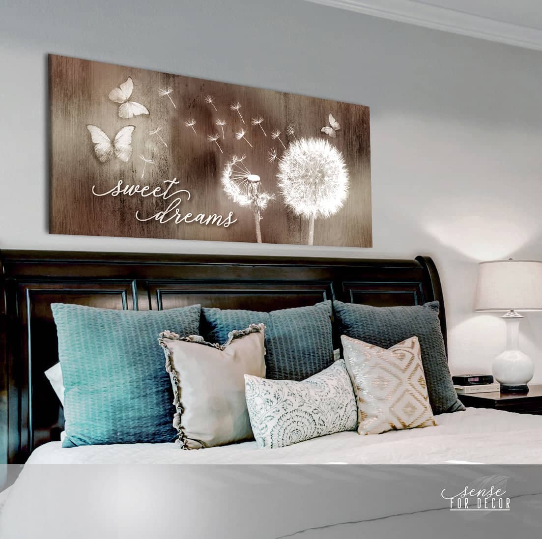 Bedroom Wall Art: Sweet Dreams Dandelion (Wood Frame Ready To Hang)