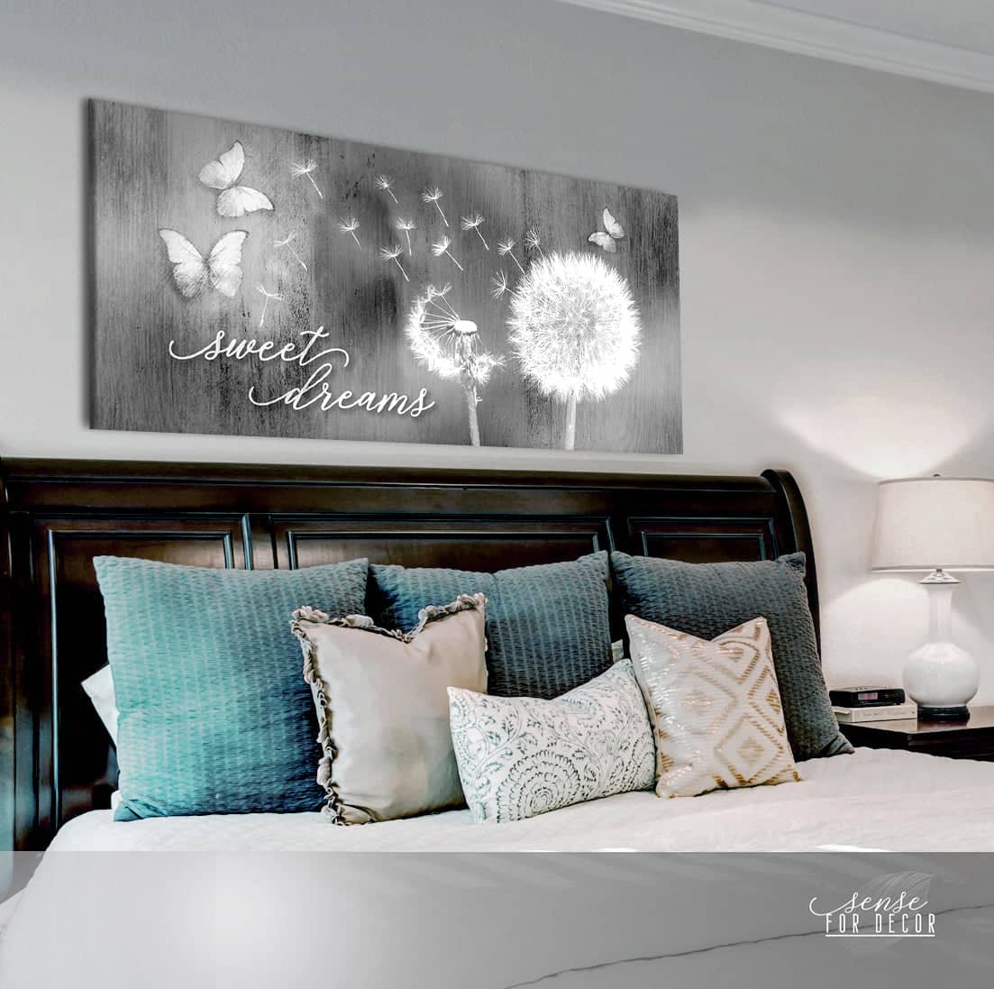 Bedroom Wall Art: Sweet Dreams Dandelion (Wood Frame Ready To Hang)