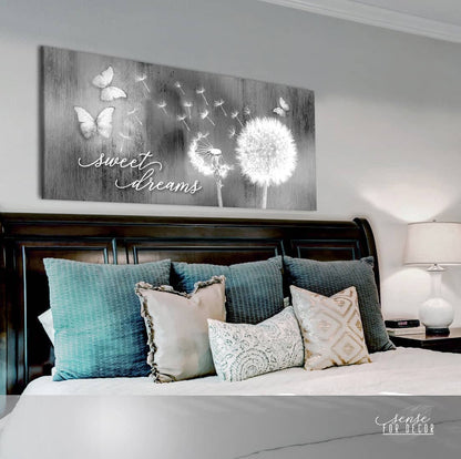 Bedroom Wall Art: Sweet Dreams Dandelion (Wood Frame Ready To Hang)