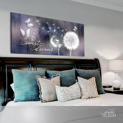 Bedroom Wall Art: Sweet Dreams Dandelion (Wood Frame Ready To Hang)