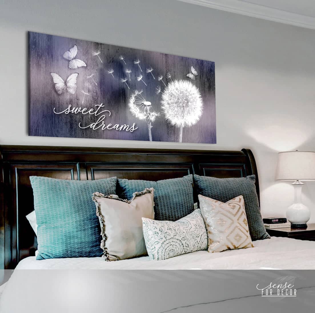 Bedroom Wall Art: Sweet Dreams Dandelion (Wood Frame Ready To Hang)