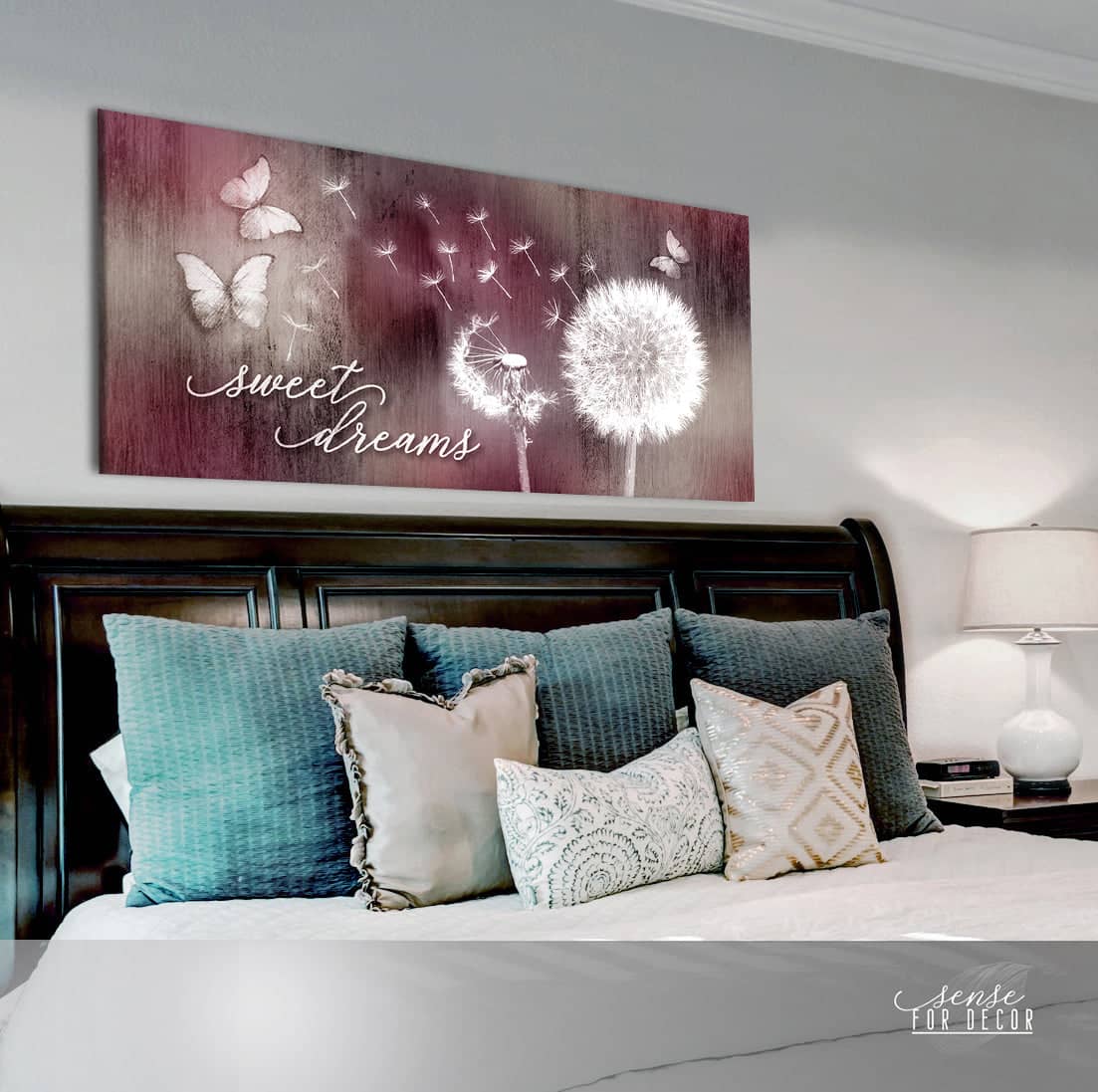 Bedroom Wall Art: Sweet Dreams Dandelion (Wood Frame Ready To Hang)