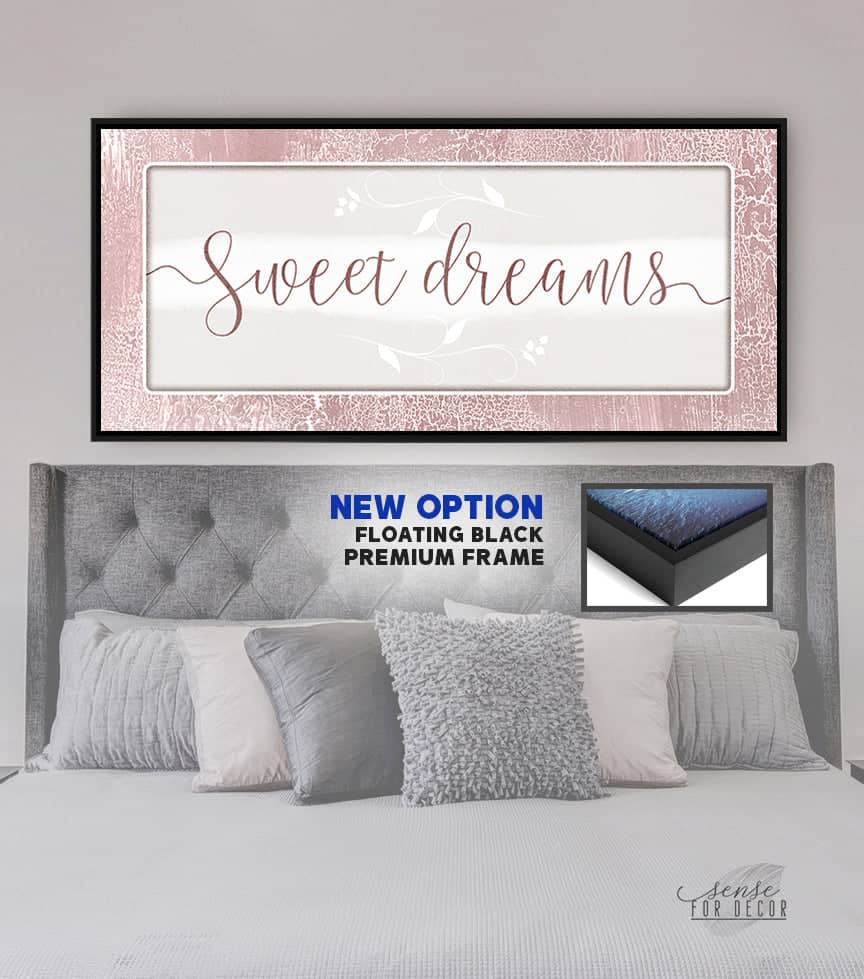 Bedroom Wall Art Sweet Dreams V8 (Wood Frame Ready To Hang) Sense Of Art