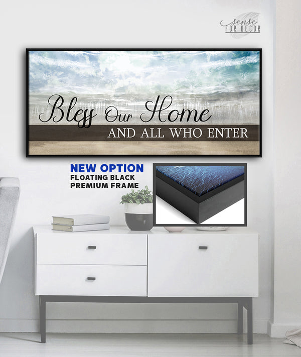 Home Wall Art: Bless Our Home V8 (Wood Frame Ready To Hang