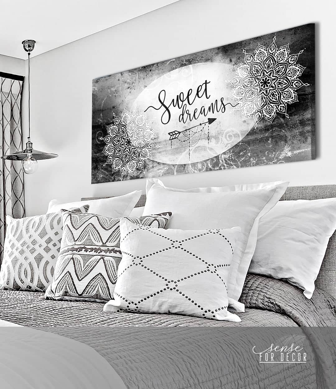 Bedroom Wall Art: Sweet Dreams V9 (Wood Frame Ready To Hang)