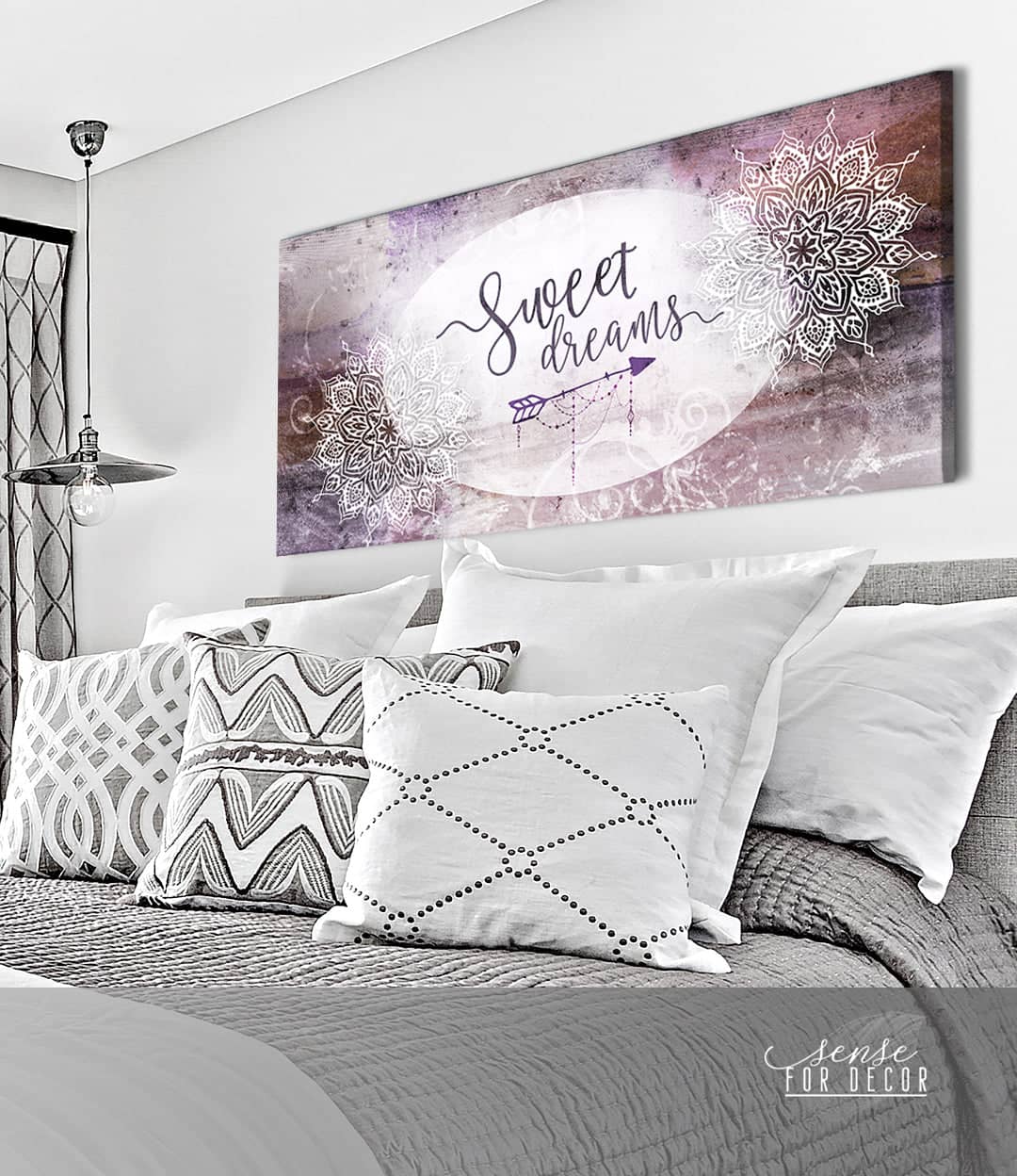 Bedroom Wall Art: Sweet Dreams V9 (Wood Frame Ready To Hang)