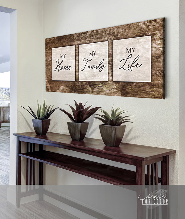 Home Wall Art My Home My Family My Life V2 (Wood Frame Ready To Hang