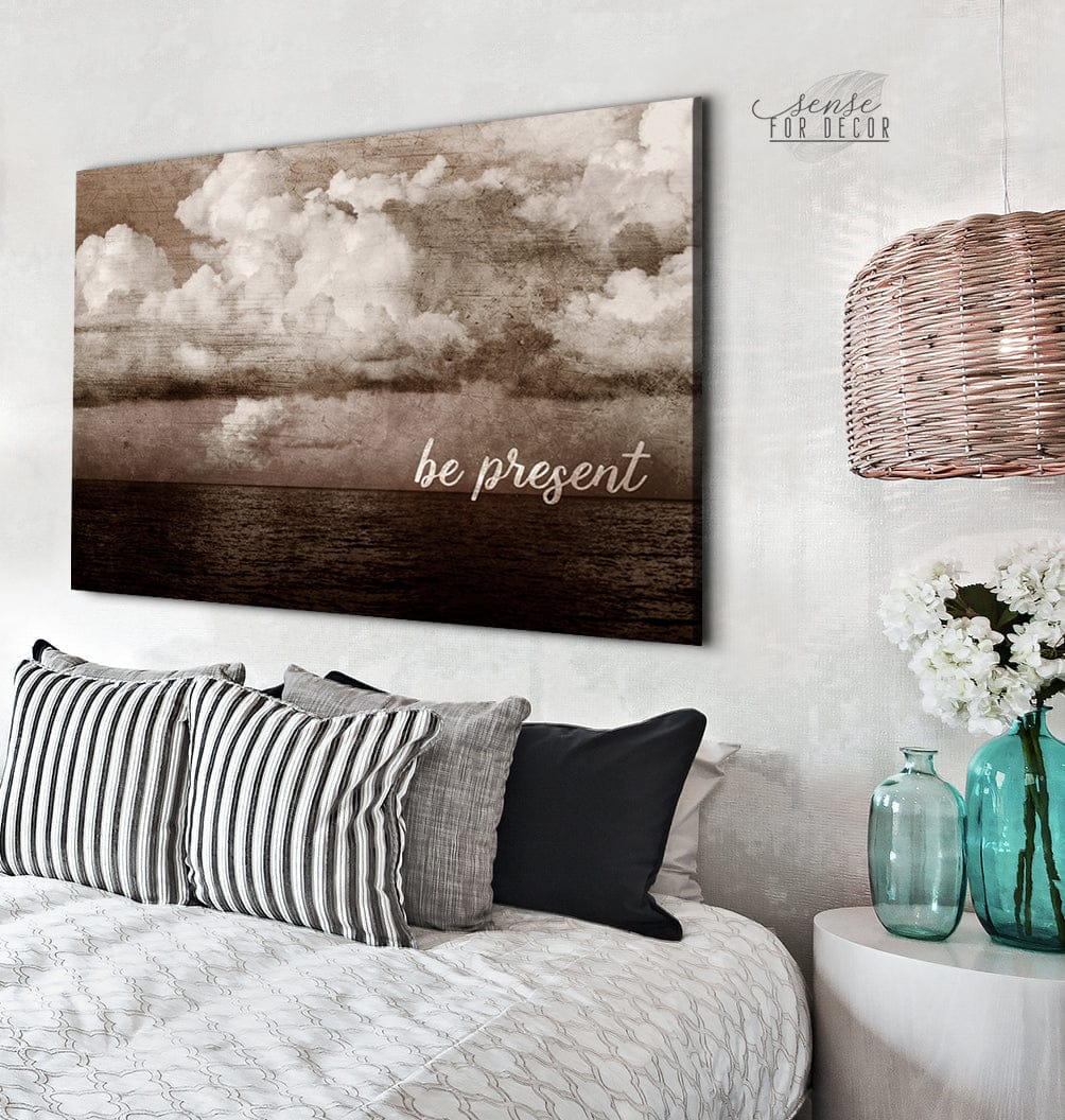 Home Wall Art Be Present Wood Frame Ready To Hang
