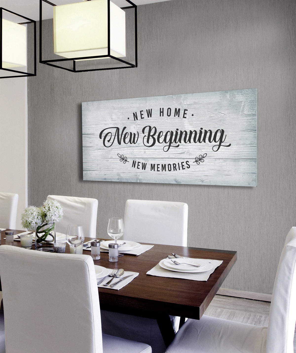 Home Wall Art: New Home New Beginning (Wood Frame Ready To Hang ...