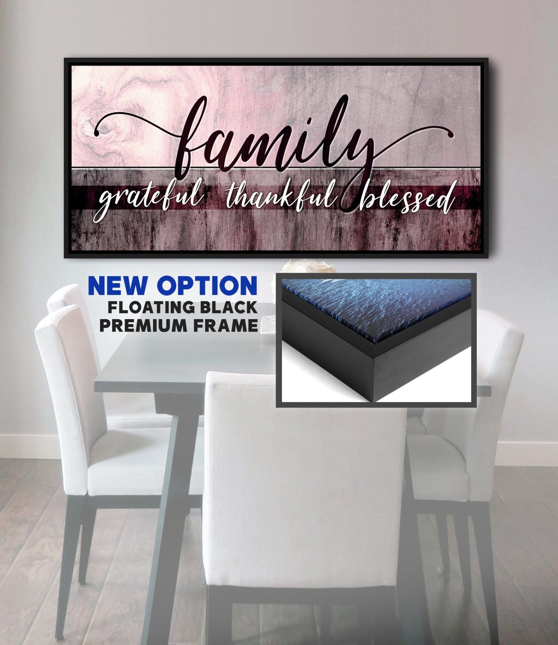 Family Wall Art: Family Grateful Thankful Blessed - Rustic Christian Canvas - Sense for Decor
