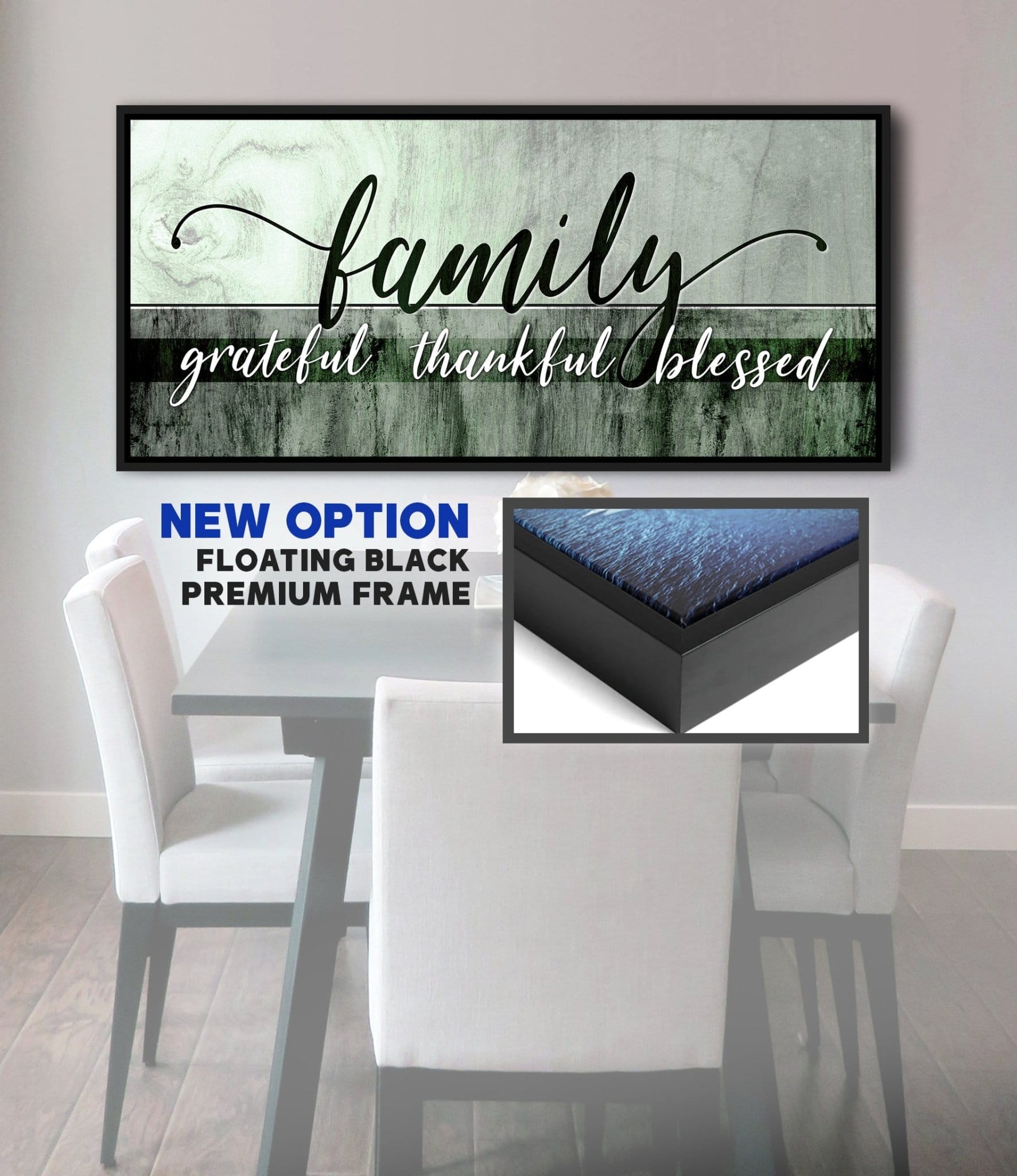Family Wall Art: Family Grateful Thankful Blessed - Rustic Christian Canvas - Sense for Decor