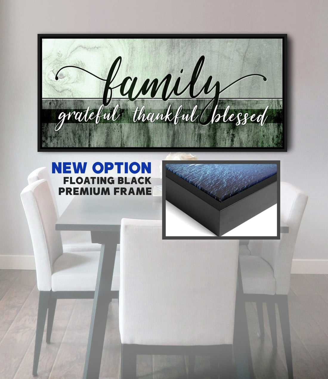 Family Wall Art: Family Grateful Thankful Blessed - Rustic Christian Canvas - Sense for Decor