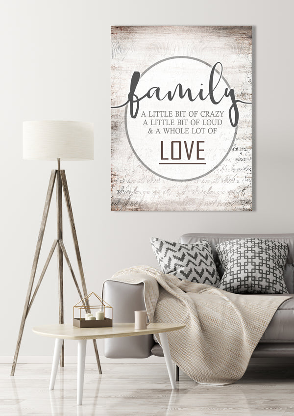 Family Wall Art Family A Little Bit Of Crazy V10 (Wood Frame Ready To