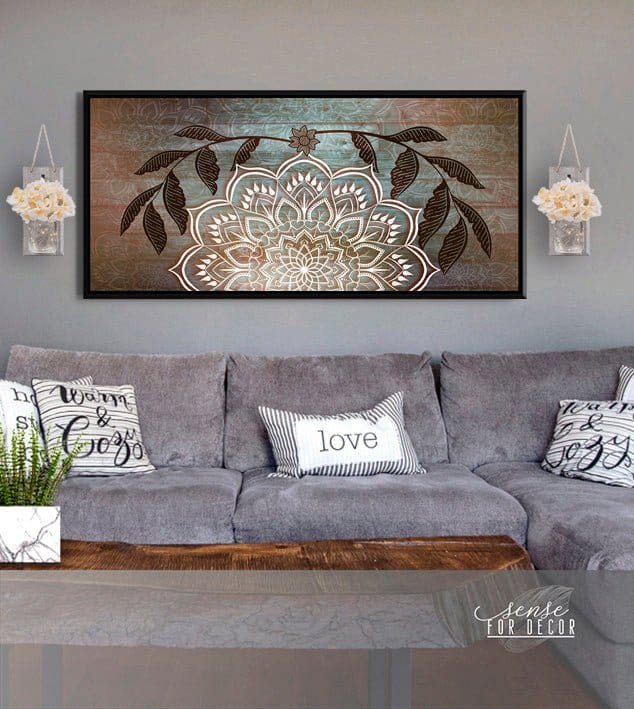 Home Wall Art: Boho Mandala Art V2 (Wood Frame Ready To Hang) - Sense for Decor