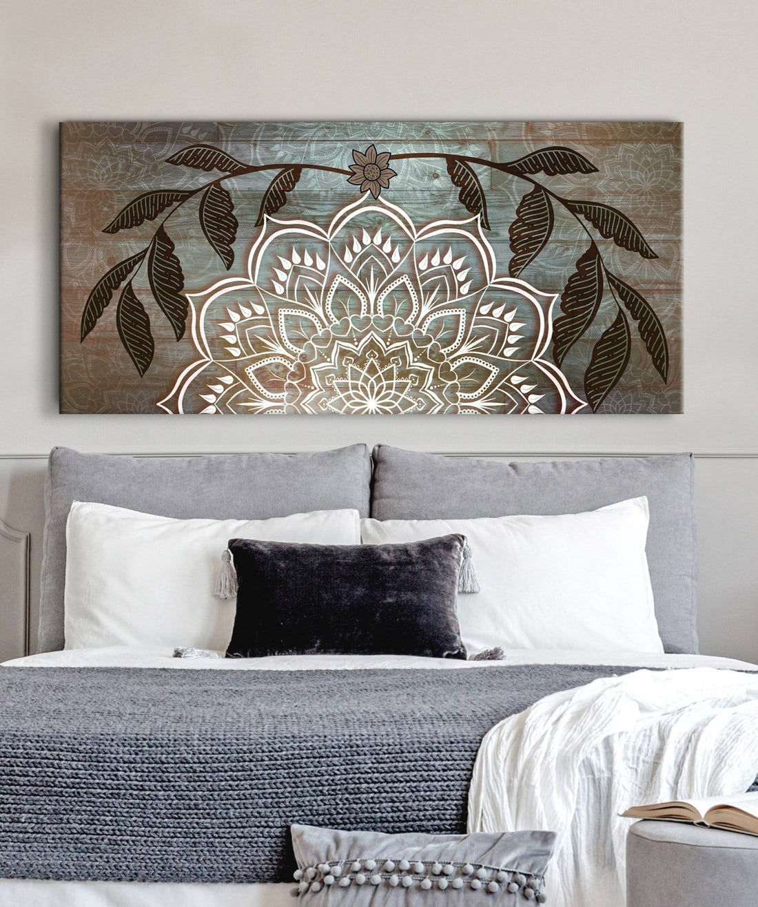 Home Wall Art: Boho Mandala Art V2 (Wood Frame Ready To Hang) - Sense for Decor