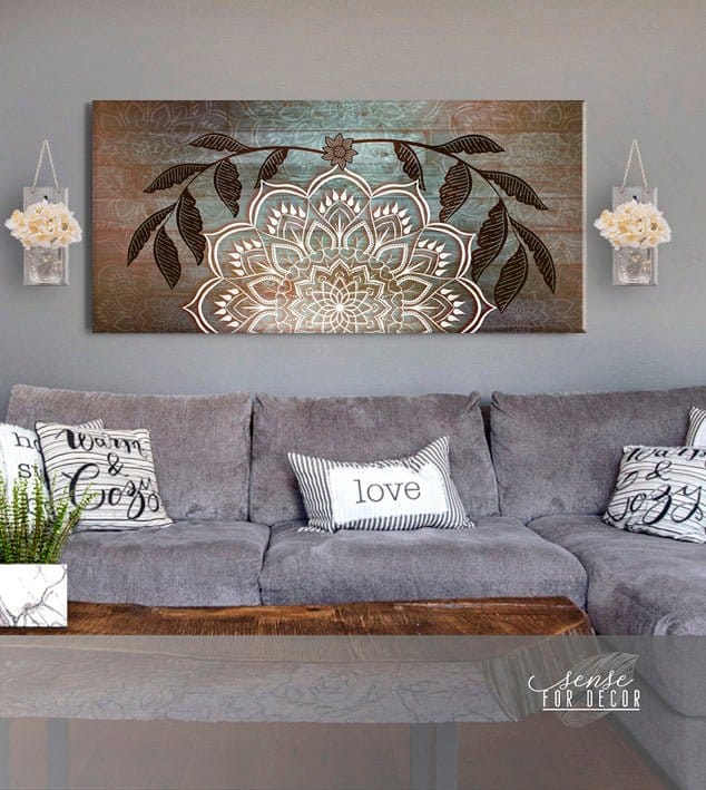 Home Wall Art: Boho Mandala Art V2 (Wood Frame Ready To Hang) - Sense for Decor