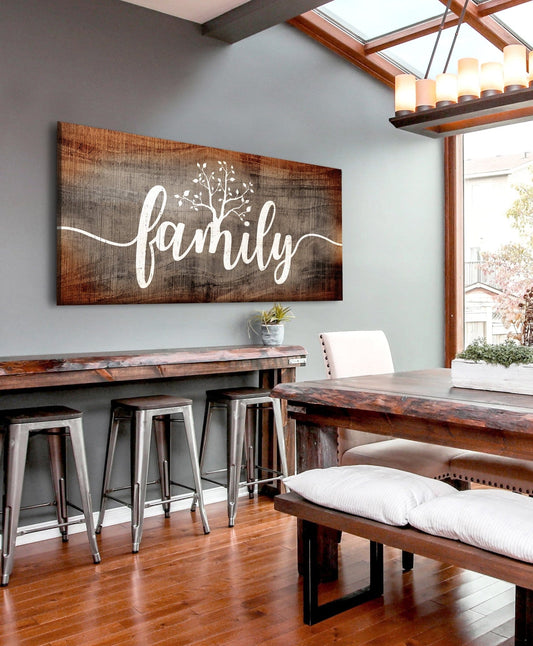 Home Wall Art: Family Word Sign V2 (Wood Frame Ready To Hang) - Sense for Decor