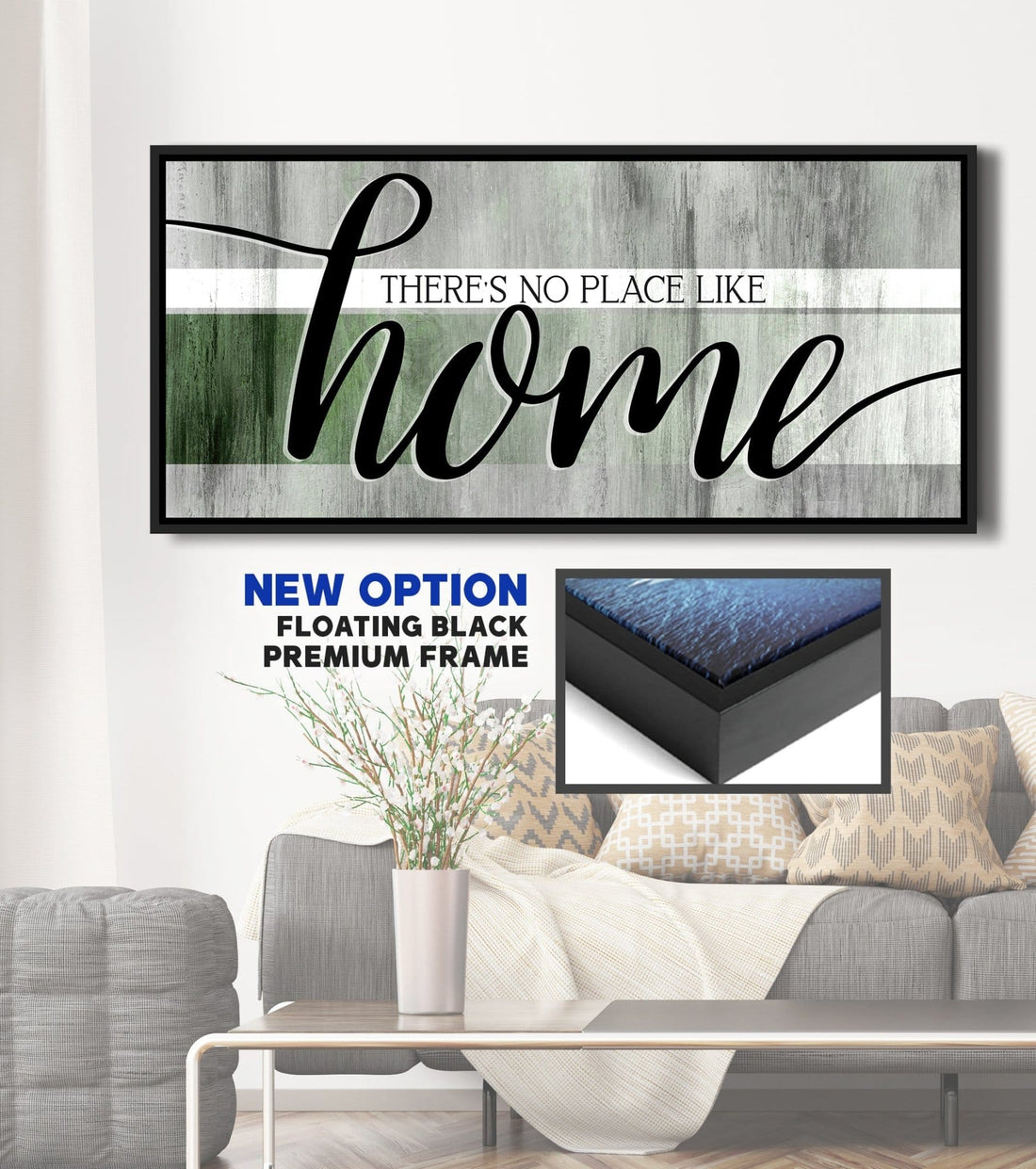 Home Wall Art: There's No Place Like Home V9 (Wood Frame Ready To Hang) - Sense for Decor