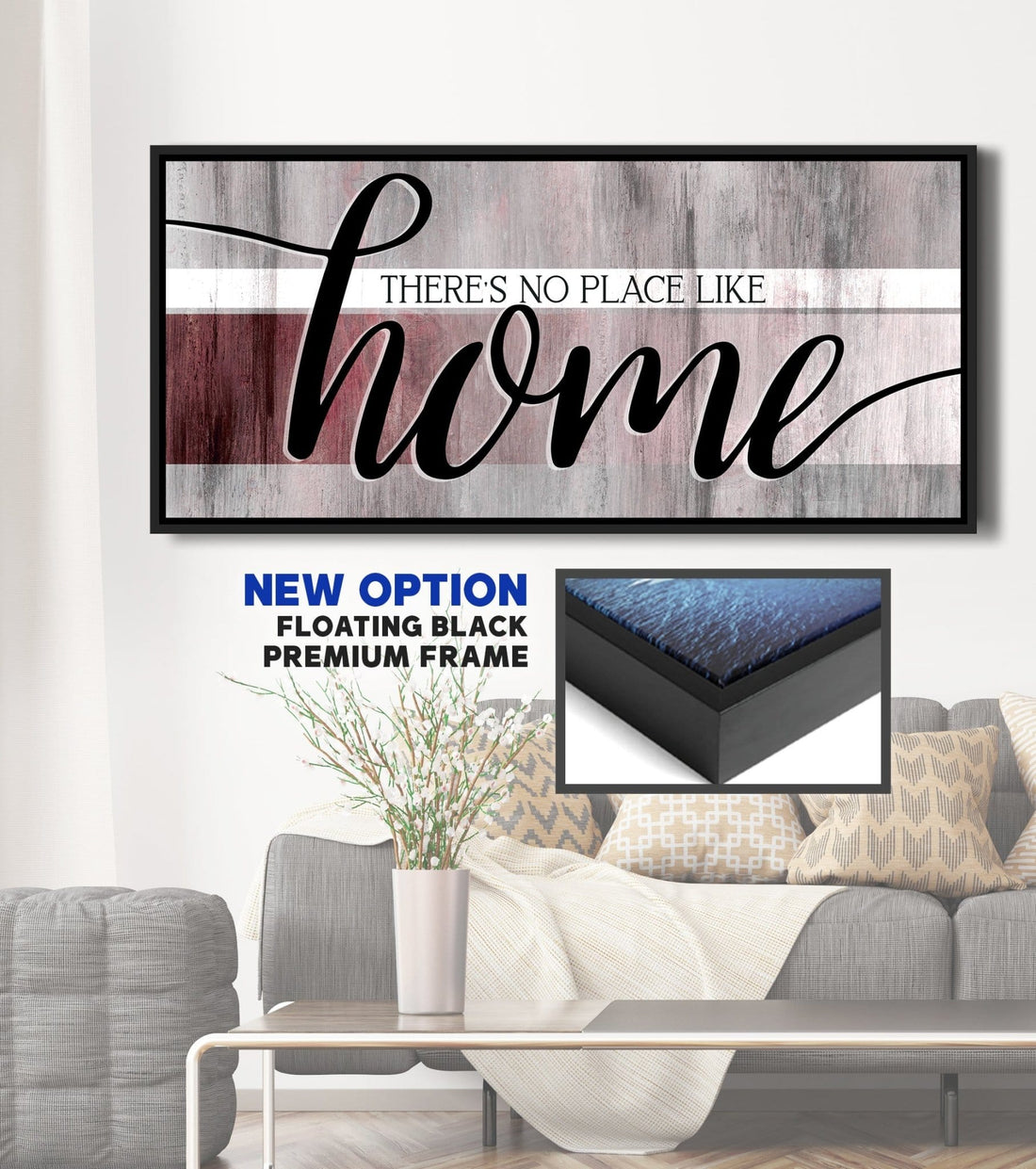 Home Wall Art: There's No Place Like Home V9 (Wood Frame Ready To Hang) - Sense for Decor