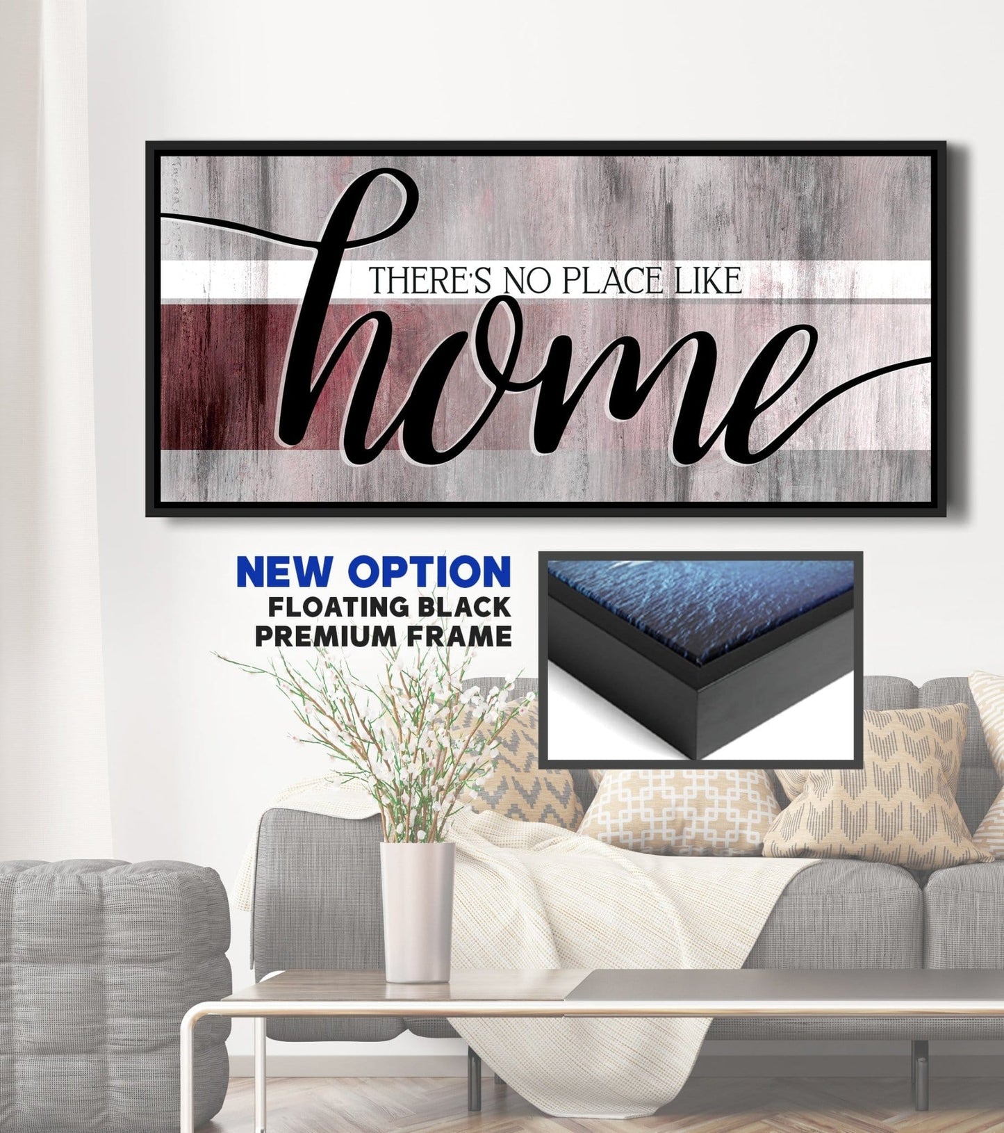 Home Wall Art: There's No Place Like Home V9 (Wood Frame Ready To Hang) - Sense for Decor