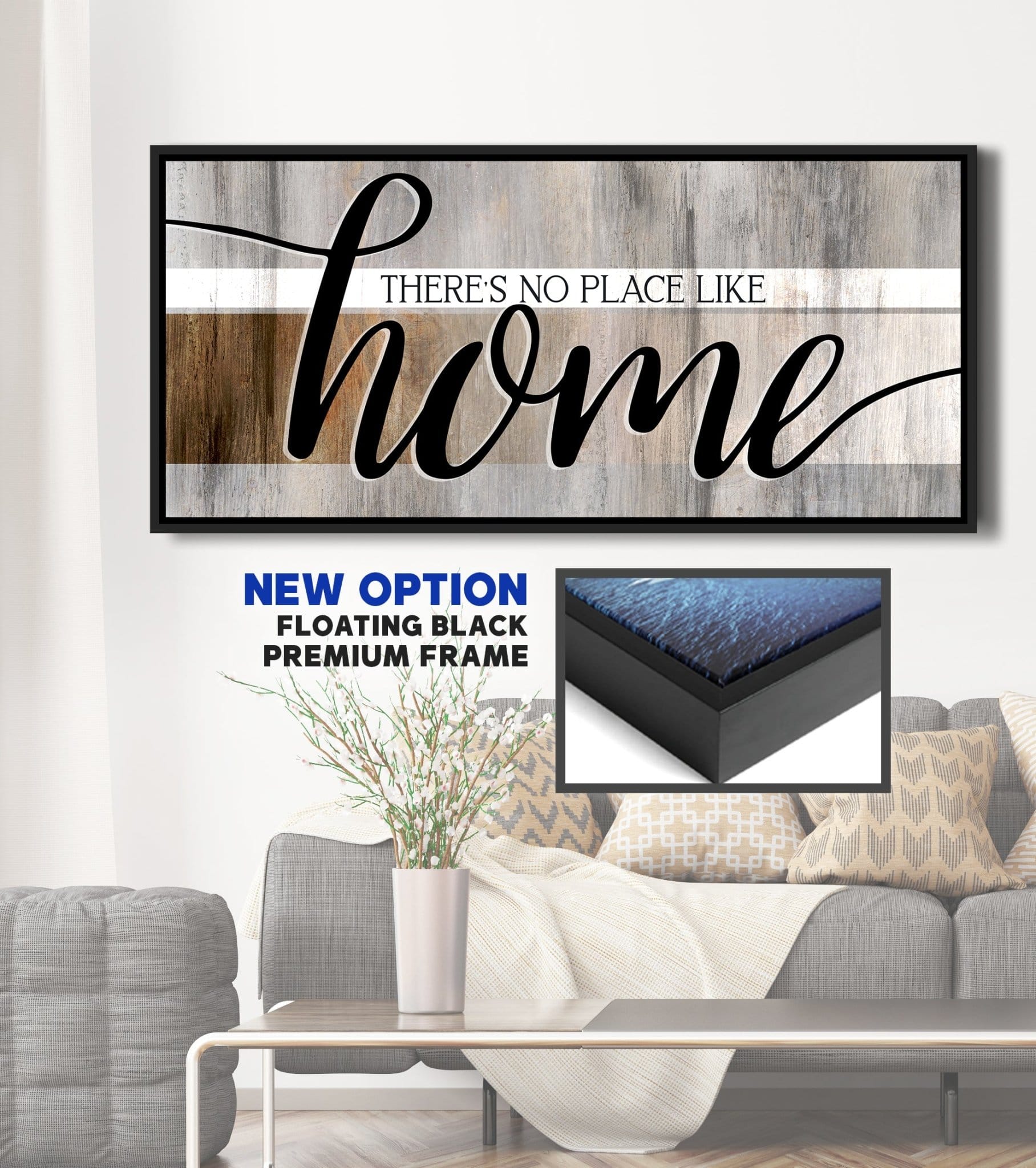 Home Wall Art: There's No Place Like Home V9 (Wood Frame Ready To Hang) - Sense for Decor