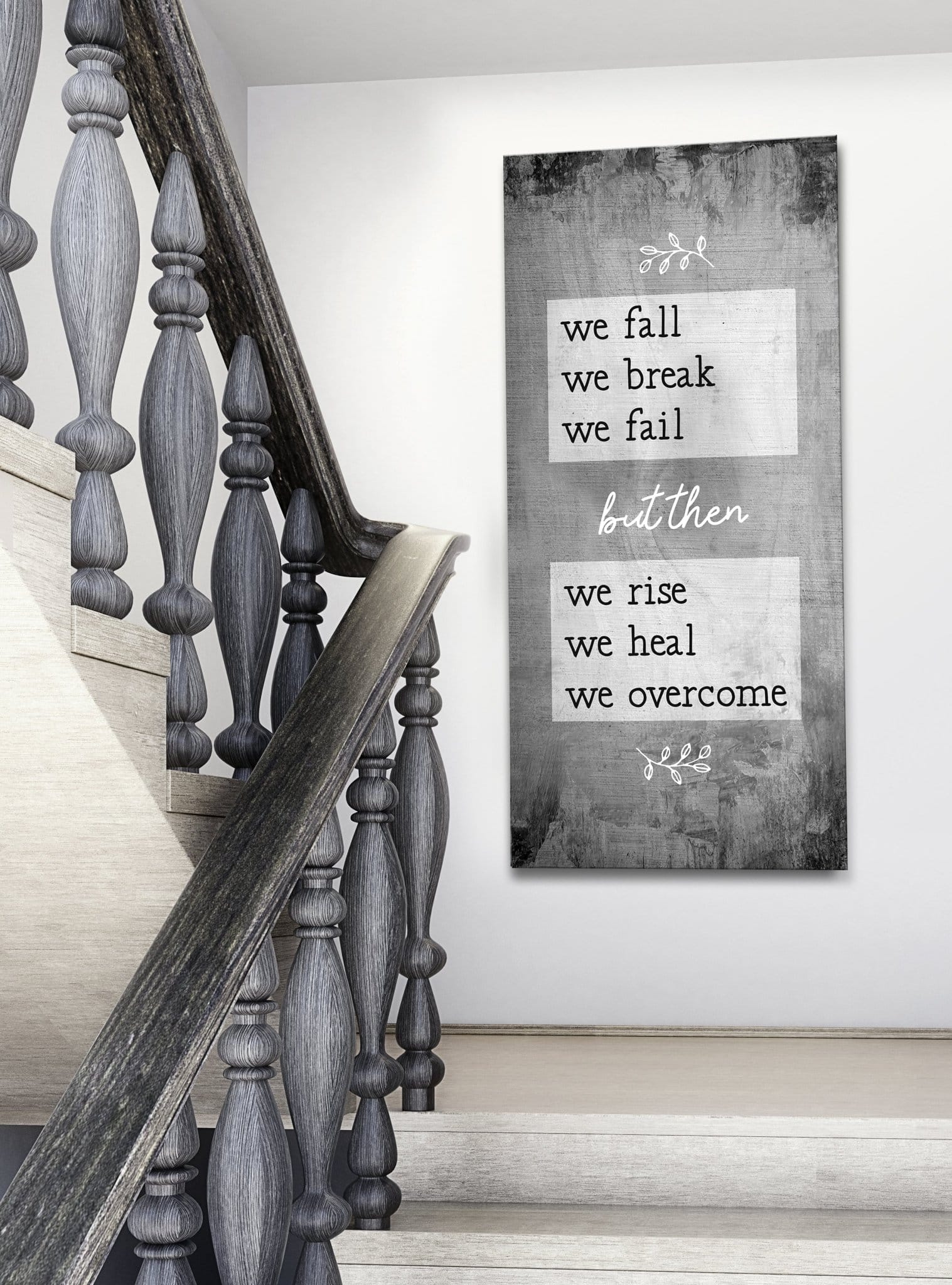 Home Wall Art: We Fall We Break We Fail (Wood Frame Ready To Hang) - Sense for Decor