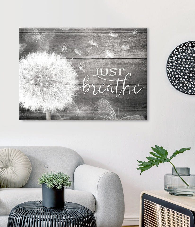 Just Breathe Wall Art – Inspirational Quote Canvas for Bedroom and Living Room Decor - Sense for Decor