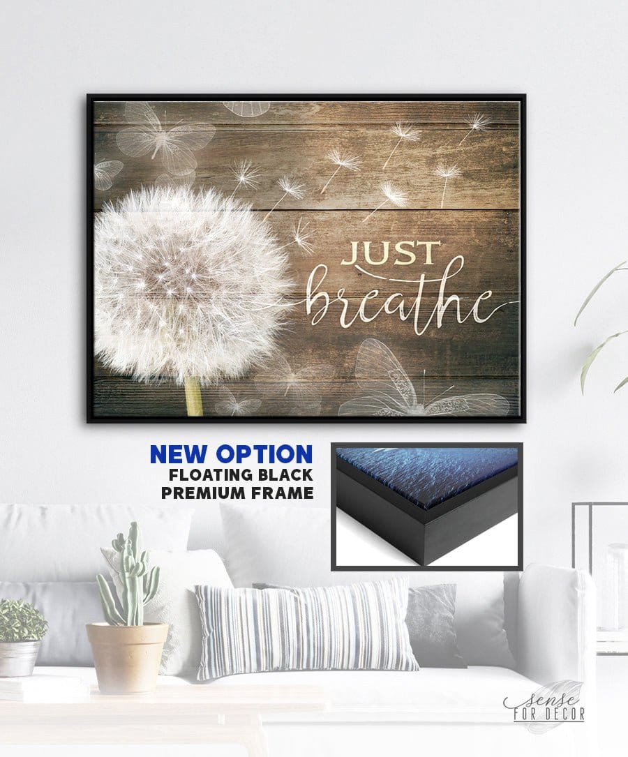 Just Breathe Wall Art – Inspirational Quote Canvas for Bedroom and Living Room Decor - Sense for Decor