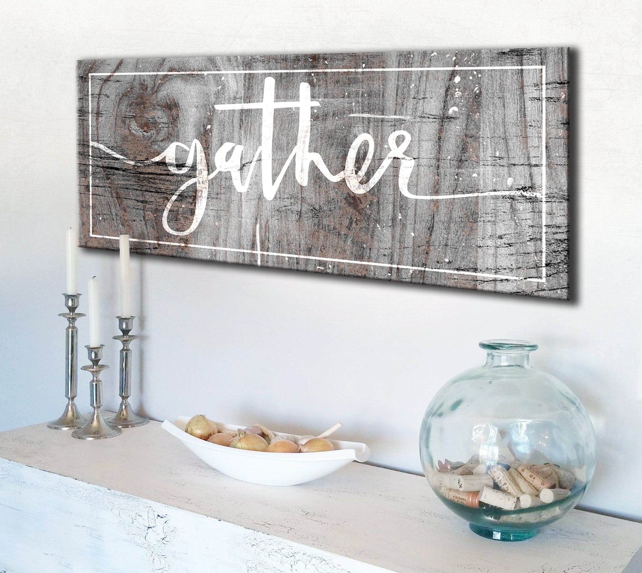 Kitchen Wall Art: Gather Wall Art (Wood Frame Ready To Hang) - Sense for Decor