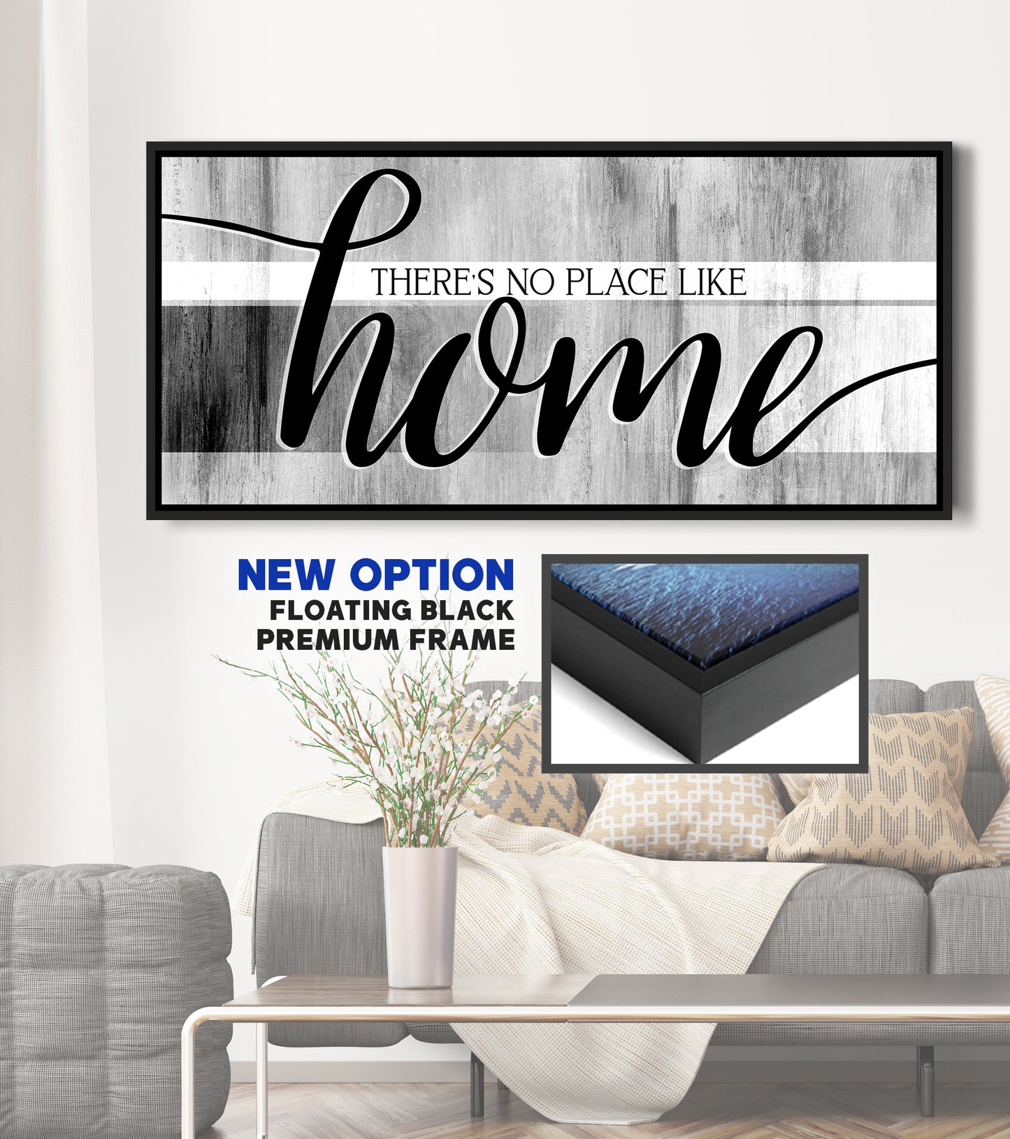 Home Wall Art: There's No Place Like Home V9 (Wood Frame Ready To Hang)