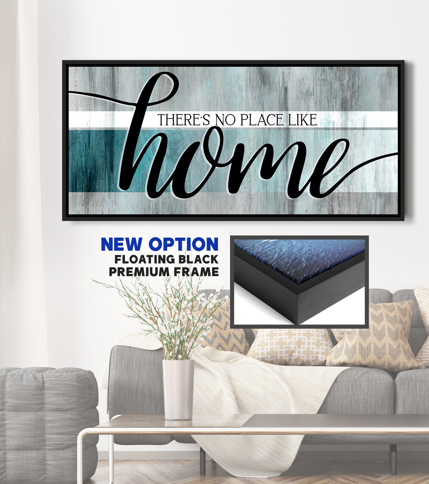 Home Wall Art: There's No Place Like Home V9 (Wood Frame Ready To Hang)