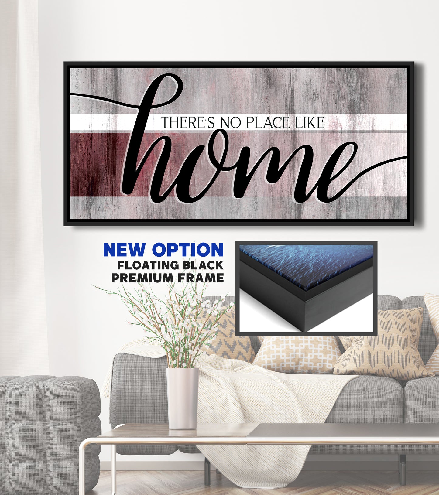 Home Wall Art: There's No Place Like Home V9 (Wood Frame Ready To Hang)