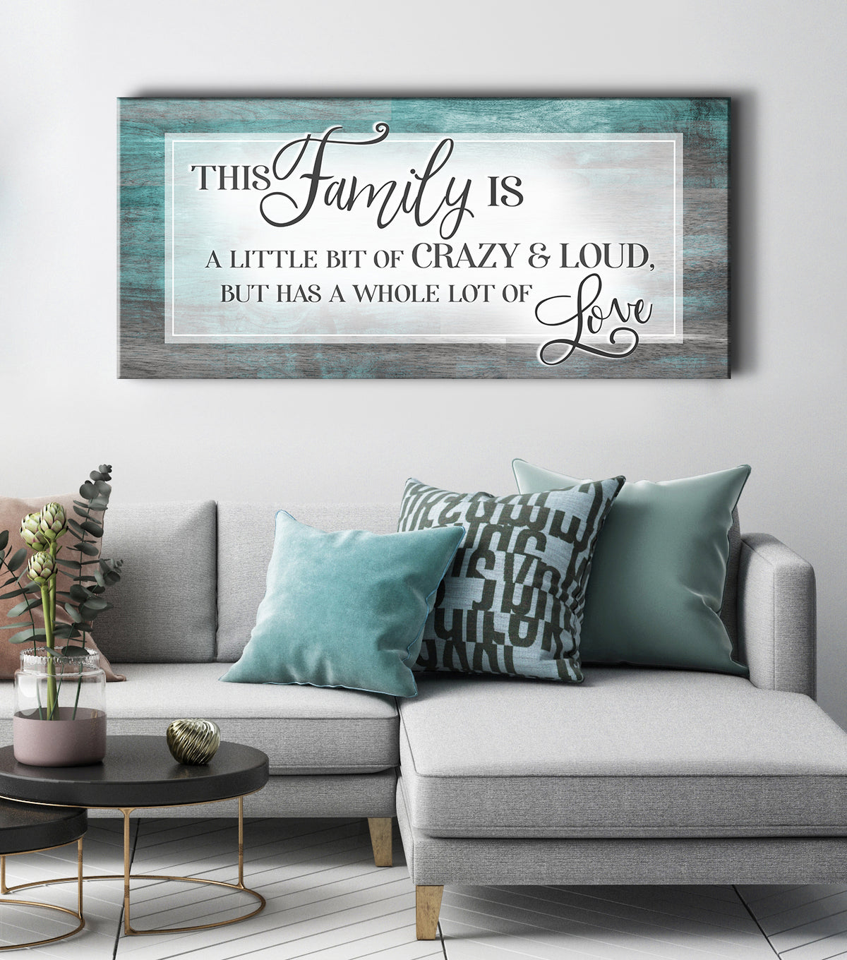 Family Wall Art: This Family Is A Little Bit Crazy V8 (Wood Frame Read ...
