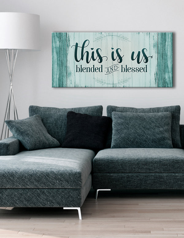 Family Wall Art This Is Us Blended And Blessed (Wood Frame Ready To H